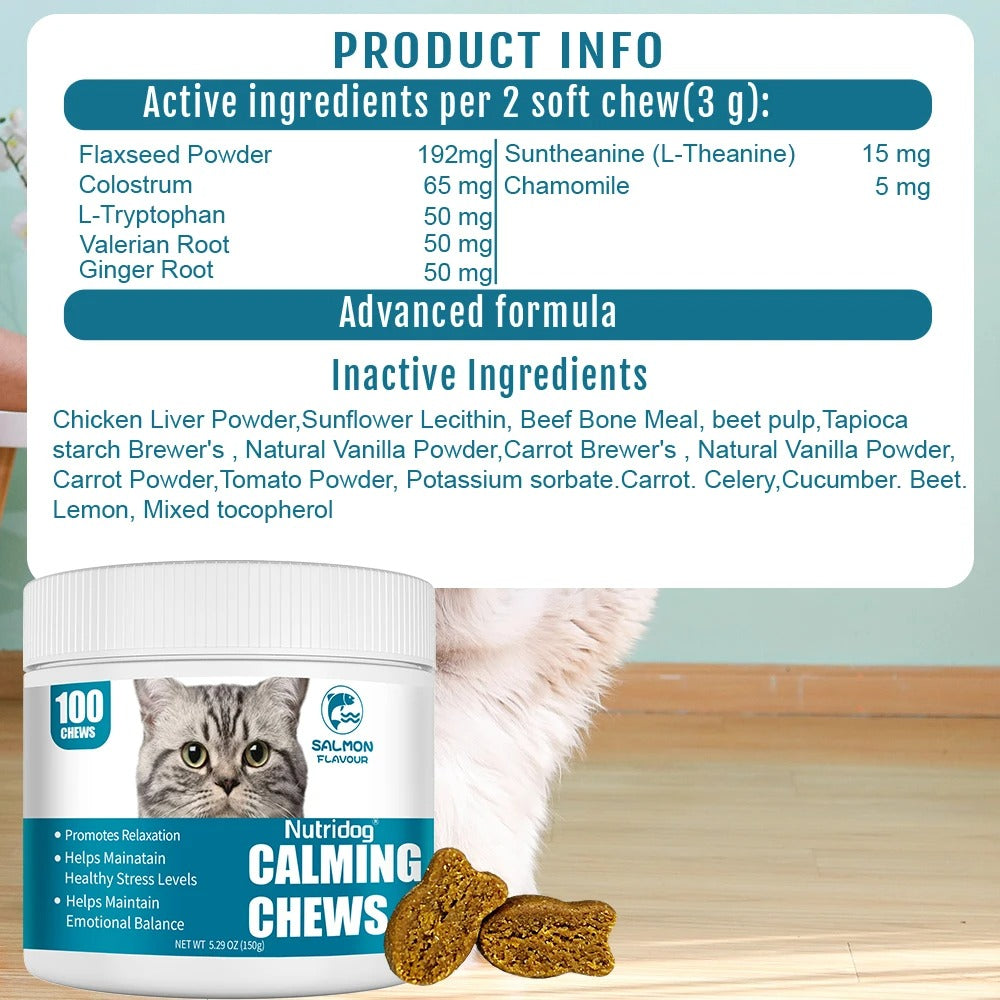 Cat Calming Chews – Anxiety & Stress Relief Treats