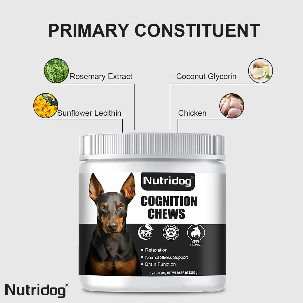 Dog Cognition Chews – Memory, DHA & Brain Support