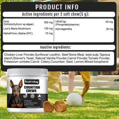 Dog Cognition Chews – Memory, DHA & Brain Support
