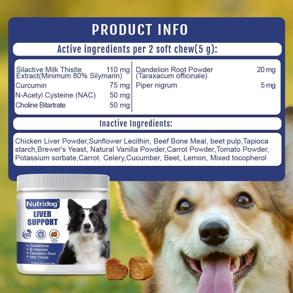 Dog Liver Support Chews – Detox & Milk Thistle Formula