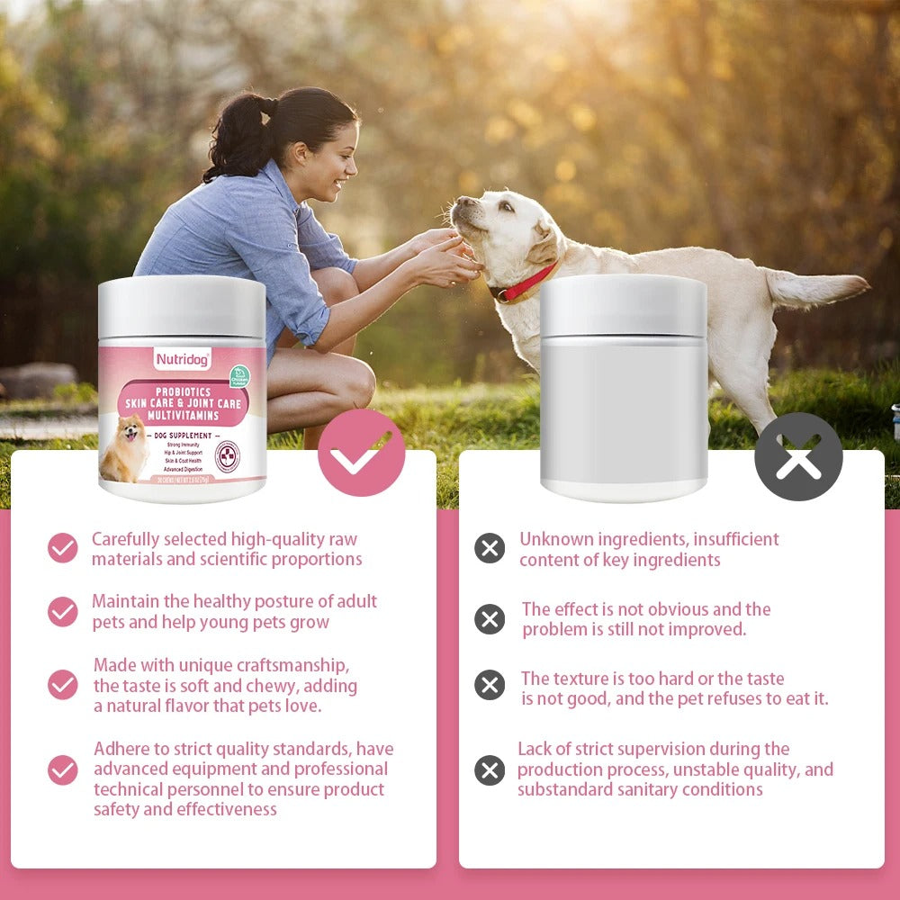 Dog Multivitamin Chews Probiotics, Joint & Immune Support
