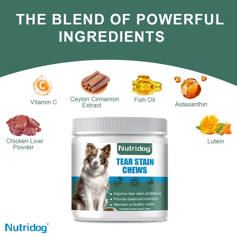 Dog Tear Stain Chews – Cranberry, Omega-3 & Eye Health Support