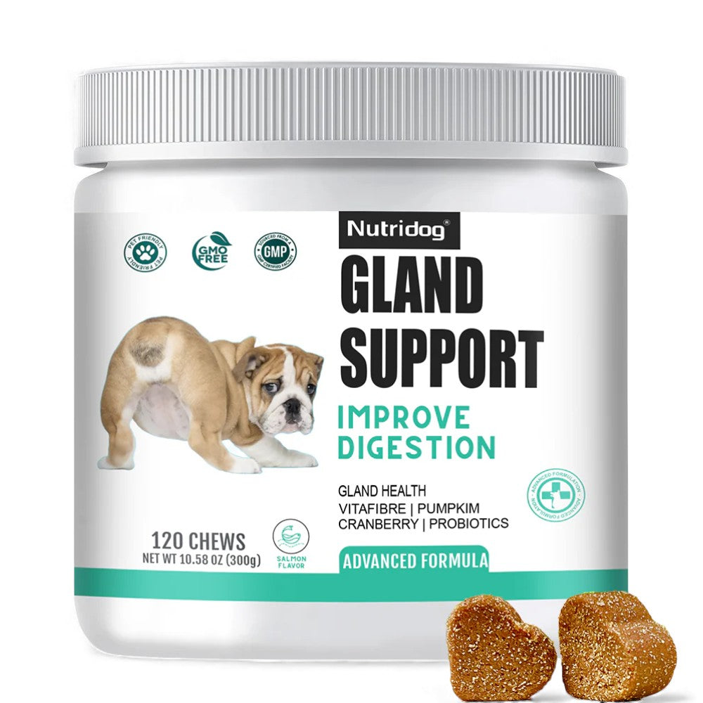 Dog Anal Gland Support – Fiber & Salmon Chews for Relief