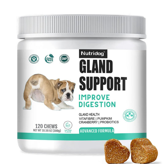 Dog Anal Gland Support – Fiber & Salmon Chews for Relief